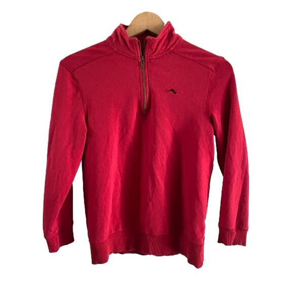 Kids Tommy Bahama Red 1/4 Zip Sweatshirt Sz L 10-12 - Picture 1 of 7